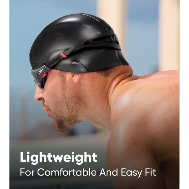 Speedo Unisex Adult's Plain Moulded Swim Cap, Black, One Size