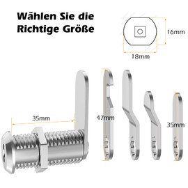 VOCIBO® Letter Box Lock 35 mm, Comes with 5 Different Lock Plates, Cabinet Lock, Furniture Lock, Locker Lock, Lever Lock for Letterboxes, Cabinet Doors, Silver