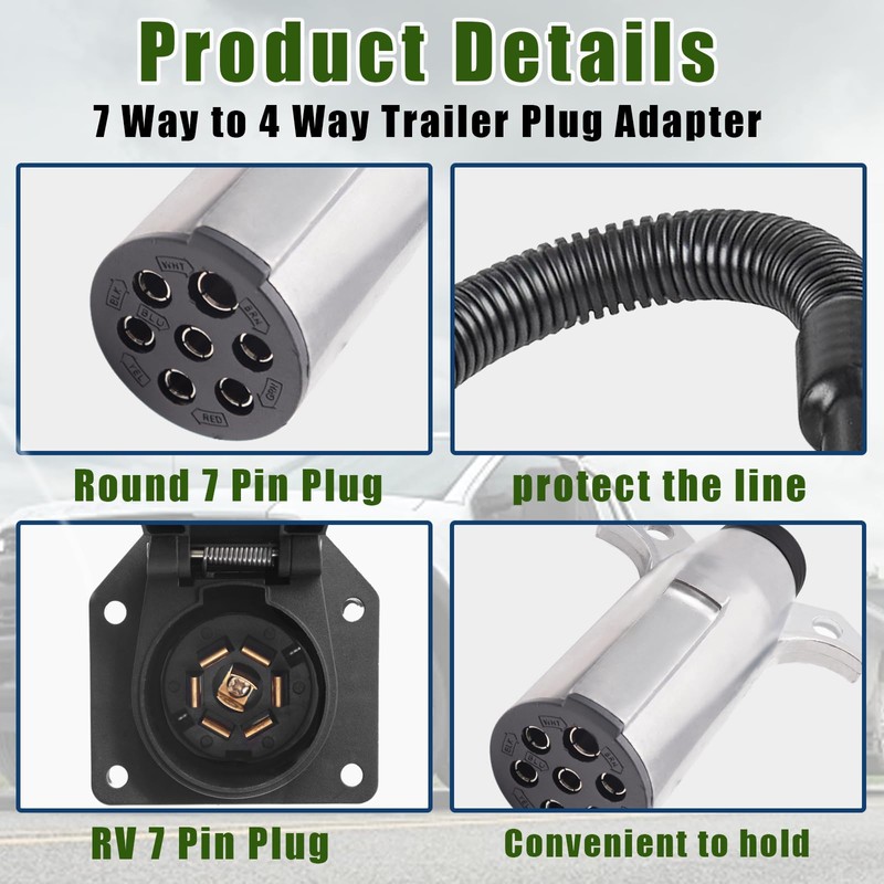 Ruibapa 7 Pin Round to 7 Pin RV Trailer Adapter,7