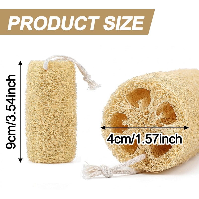 Natural Loofah Sponge, Natural Loofah Loofa for Skin Exfoliation 3Pcs
