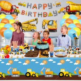 162 Pack Construction Birthday Party Supplies Dump Truck Construction Birthday Decorations Construction Party Plates Construction Birthday Tablecloth Cups Napkins Construction Foil Balloons Serves 20