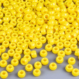 Sukh 1000+ Pcs Pony Beads - 6x9mm Lemon Yellow Pony Beads Bulk for Bracelets Necklace Hair Bead Braids Key Chain Making Plastic Bead DIY Project Crafts Ornaments Decorations
