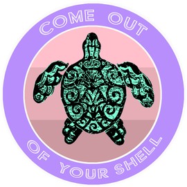 Athena Brands Pink Turtle Come Out of Your Shell - Car Truck Window Bumper Sticker Decal - Panama Purple