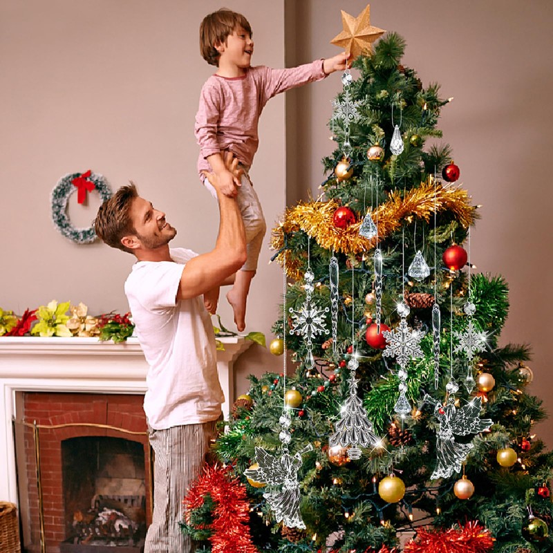 Pack of 63 Christmas Tree Decorations, DIY Acrylic Snowflakes Icicle