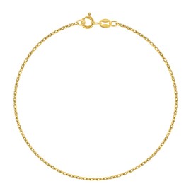 PLANETYS - Anchor Chain Diamond-Coated Ankle Chain Anklet 925 Sterling Silver 18 K Gold-Plated - 1.5 mm Width, Sterling Silver
