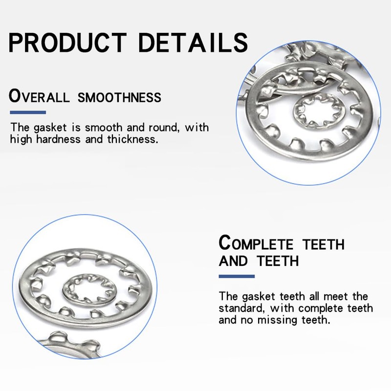 20 Pcs Starlock Washers, M14 Internal Tooth Starlock Washers Stainless