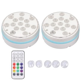 2PCS Submersible Pool Light with Remote Control Magnetic Suction Cup 15 Lamp Beads LED Underwater Lamp for Fish Tank