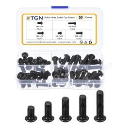 DTGN 50Pcs M6-1x10/14/18/20/25mm Button Head Socket Cap Screws - Carbon Steel Bolt Set Assortment Kit - Good for Road Bicycle, Mountain Bike, Auto