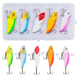 Blade Bait Fishing Spoon Lures, 5pcs Hard Metal Blade Baits VIB Lures for Bass Walleye Trout Spinner Spoon Blade Swimbait Freshwater Saltwater Fishing Tackle Lures