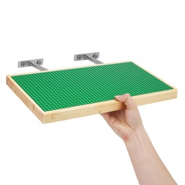 Vivise Display Shelves for Building Bricks 48X24 Stud Base Plate Wooden Wall Mount Shelf Display for Wall Compatible with All Toy Block Brands (Size 16X8 Inch) (2, Green)