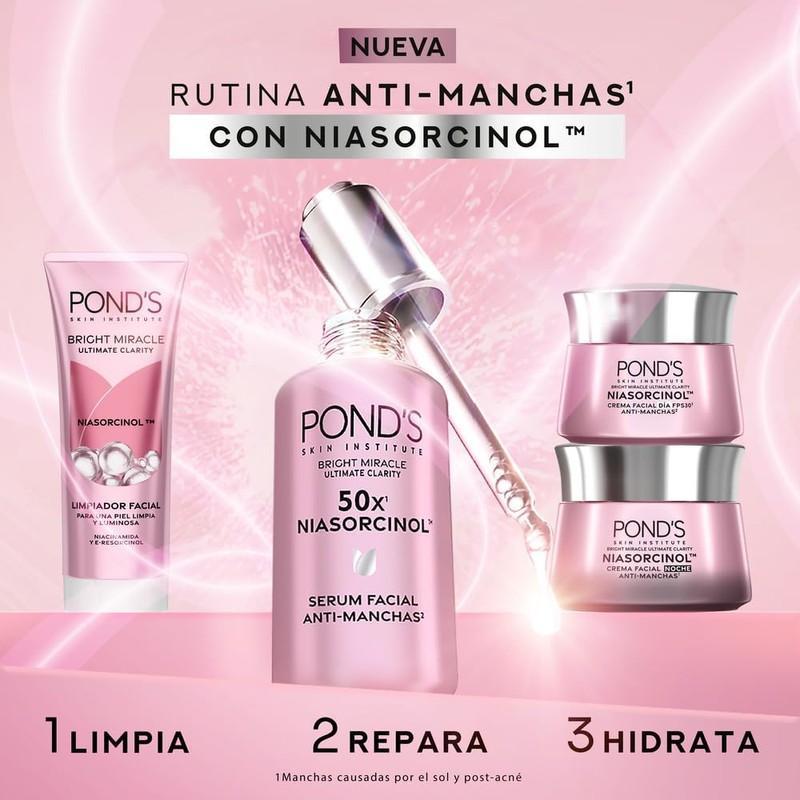 POND'S Bright Miracle Rutina Completa de 4 pasos con NIASORCINOL