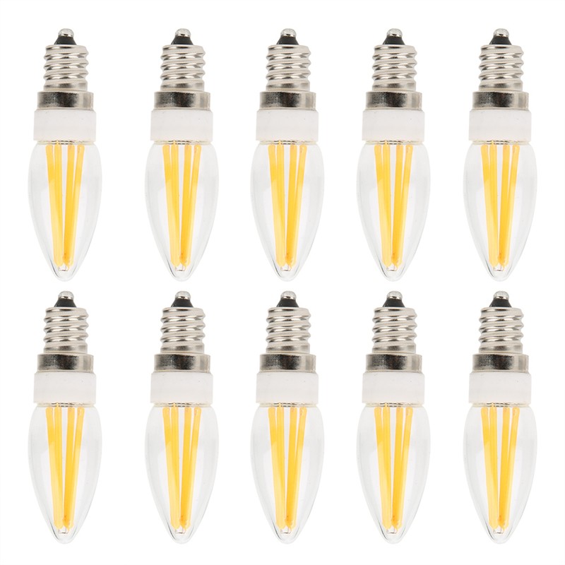 10Pcs E12 Long Filament Light Bulbs 3W AC110V Chandelier Ceiling
