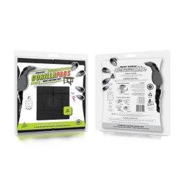 GorillaPads Non Slip Furniture Pads/Floor Grippers (Set of 8 Floor Protectors) Pre-Scored to Cut to Multiple Size, 4 Inch Square, Black, CB140-8