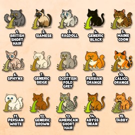 Cat Lover's Funny "Caution Cat Vomit" Desk Sign – Vivid 3D Printed Double-Sided Miniature Foldable Decor, Quirky Gag Gift, Unique Cat Breeds & Colors, Home & Office Humor, 4.88" Tall (Calico Orange)