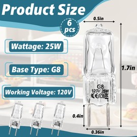 Mtuiewo 6Pcs WP74009925 G8 120V 25W Oven Light Bulbs for Whirlpool Oven Light Bulbs, for Maytag,for Kenmore, for Jenn-Air - Replace for AP6011161 W11506321 W10571723 74009925 899138001 PS11744355