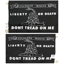 The Culpeper Minutemen Liberty Or Death Don't Tread On Me Black Premium Quality Heavy Duty Fade Resistant 12x18 12"x18" Double Sided 100D Woven Poly Nylon Boat Flag Banner Grommets