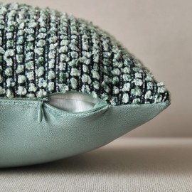 Allorry Decorative Lumbar Pillow Cover 12x20 Green Striped Soft Wool Lumbar Throw Pillow Neutral Textured Boho Cushion Covers for Modern Farmhouse Sofa Bedroom Living Room Decor SY011-D12