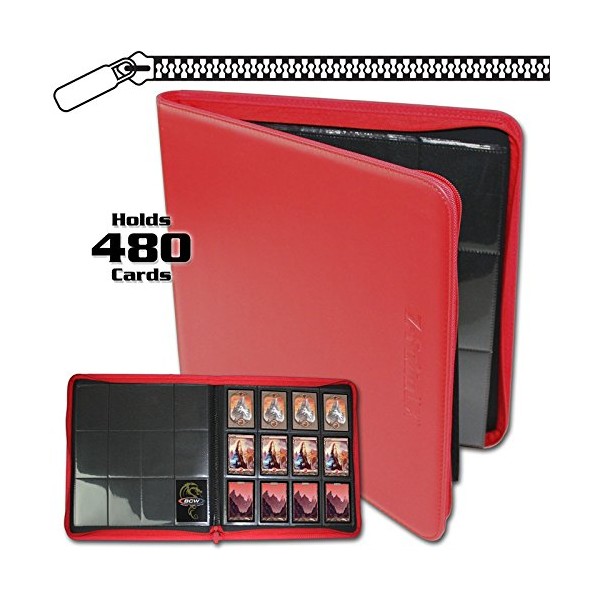 BCW 12-Pocket Z-Folio LX Trading Card Albums, Red