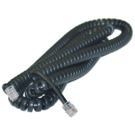 MarginMart Telephone Handset Cord (Voice), 4P4C RJ22 Male to RJ22 Male, Black, Coil, Reverse, 25 Foot. *50 inches Coiled*