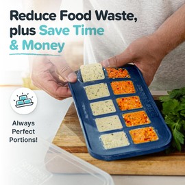 Souper Cubes 2 Tbsp Silicone Freezer Molds With Lids - Silicone Herb Freezer Molds - Silicone Freezer Tray with Lids for Baby Food, Pesto, Tomato Paste and More - Blueberry – 2-Pack