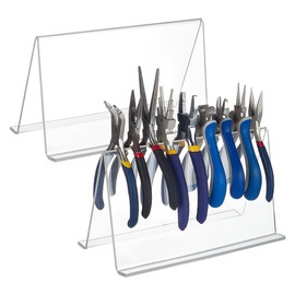 FINGERINSPIRE 2 Pcs Acrylic Pliers Rack 3.9x8.3x4.7Inch Clear Acrylic Pliers Holder Pliers Tool Rack Pliers Organizer Rack Holder Jewelry Tool Holder Pliers Organizer Stand for Storage Tongs Jewelry