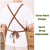 DEVECHO Chef Apron Medium-Thick Cotton Canvas,Cross Back with Multiple Pockets