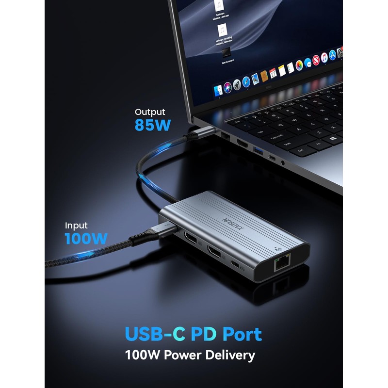 XAOSUN USB C Docking Station Dual Monitor, 10Gbps USB C