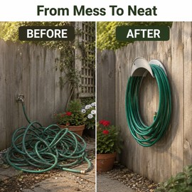 Wall Mount Garden Hose Holder for Outdoor Storage - Heavy Duty Steel Hanger for Garage, Patio, Shed & Yard