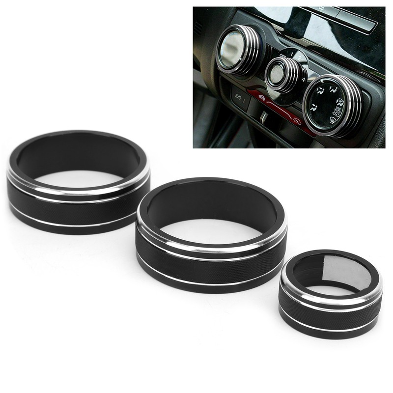 3pcs Car Air Conditioning Interior Climate Controller Knob Cover Black