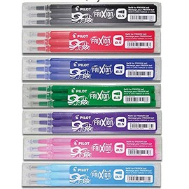 PILOT FriXion Rollerball Replacement Cartridges Set 3 Each of 7 Colours for FriXion Clicker 05 Blue Black Red Green Pink Purple Light Blue