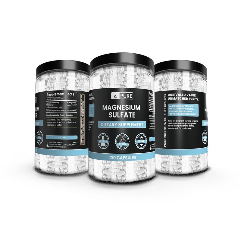 Pure Original Ingredients Magnesium Sulfate (730 Capsules) No Rice Fillers,