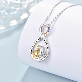 KINGWHYTE Sister Necklace 925 Sterling Silver Infinity Engraved Sister Necklace Always My Sister Forever My Friend Sister Birthday Gifts Sister Gifts Sister Gifts, Sterling Silver