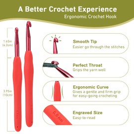 6mm Crochet Hook, Supers Smooth 6 mm Ergonomic Crochet Hooks for Beginner, Comfort for Arthritic, 1 Pack