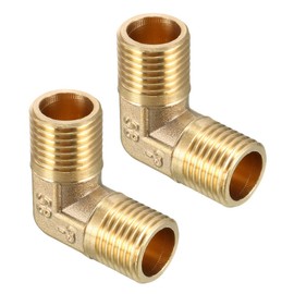 sourcing map Elbow Pipe Fitting 90 Degree G1/4 Outer x G1/4 Outer Brass Pack of 2