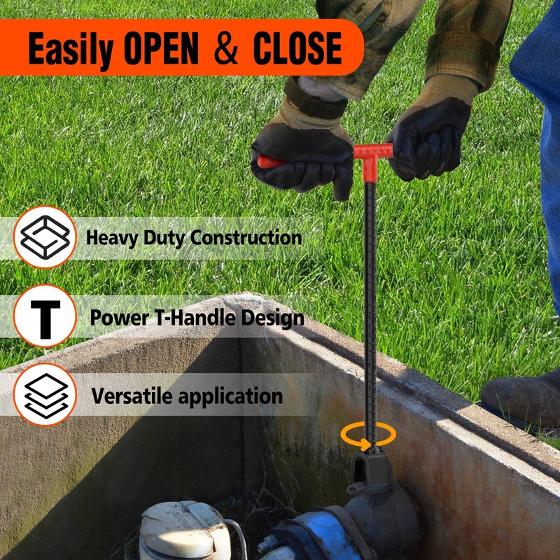 Eapele Water Meter Key 16 inch Enforced Steel T-Handle With