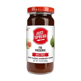 Just Spread 100% Fruit Preserve | Made with Real Fruit Pieces & Only 4 Ingredients | Gluten Free, Vegan, Non GMO, No Added Sugar | 10oz Jar (Fig)
