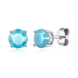 Philip Jones Sterling Silver December (Turquoise) Birthstone Earrings Created with Zircondia® Crystals