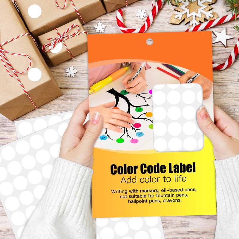 1320PCS Color Coding Labels (15 Sheets) - 3/4 Inch White