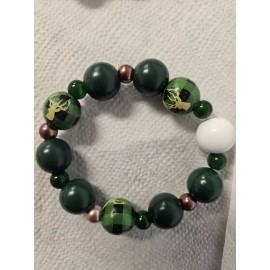 Sayitwithbeads Christmas Wood and Beaded  Bracelet 's