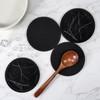 Set of 4 Black Silicone Coasters, Double-Sided Absorbent Felt &
