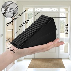 Actvty Heavy Duty Door Stopper - 3 Inch High Spring Loaded, Wedge for Bottom of Doors, Strongest Stainless Steel Doorstop Suits Any Heavy Doors (Black)