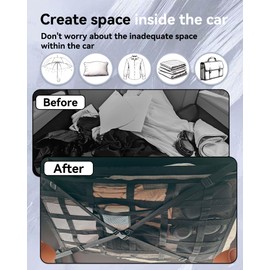 Car Ceiling Cargo Net Storage Pocket 31.5"x21.6" Strengthen Load-Bearing, Less sag, X-Shaped Reinforced, Adjustable | For SUVs, Minivans | Travel, Road Trips, Camping or Commuting Interior Accessories