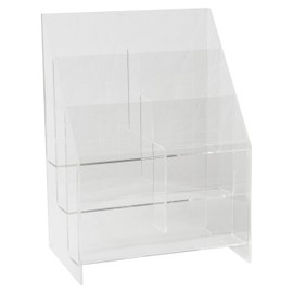 Clear-Ad - MPF-0409-3 - Premium Acrylic 3 Tier 6 Pocket Brochure Holder 4x9 - Transparent Plastic Pamphlet Display Stand (Pack of 1)
