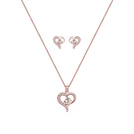 Elli Women's Crystal Heart Jewellery Set, Facet cut, Crystal