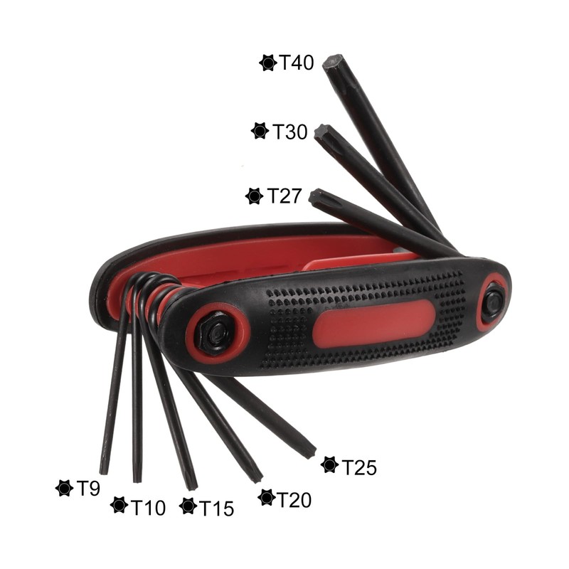 sourcing map 2pcs Folding Torx Wrench T9-T40 8 in 1