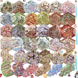 3D House Stickers, 36 Sets DIY Sticker Therapy for Adult Fun Cute Cartoon Stickers Scene Make Your Own Mini Room Scenes Miniature Supermarket for Relief Stress Pass The Time