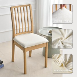 SearchI Fundas de asiento impermeables de piel sintética para sillas de comedor, paquete de 4 fundas elásticas para asientos de silla de comedor, fundas protectoras para asientos de silla de cocina