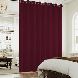 Turquoize Blackout Curtains Extra Wide Sliding Door Curtains for Living Room 84 Inches Thermal Insulated Patio Door Curtain Panel Grommet Window Treatment Curtain, 1 Panel(100Wx84L Inches, Burgundy)
