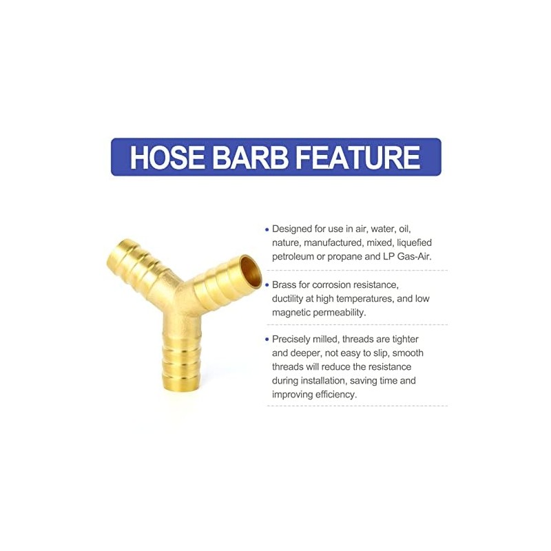 ERGAOBOY 5 Pcs 6mm Brass Hose Nozzle, 3 Way Y