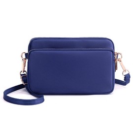 WITERY Multi Zipper Crossbody Bags for Women - Waterproof Nylon Phone Crossbody Bag Travel Shoulder Bag Lightweigt Mini Cell Phone Purse Wallet Pouch with Adjustable Strap